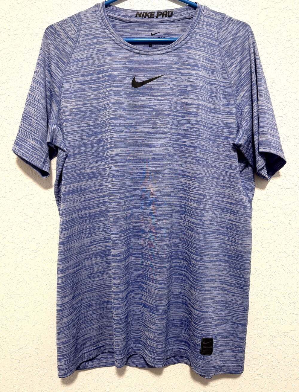 Nike Pro Dri-FIT Heathered Blue Short Sleeve Performance T-Shirt